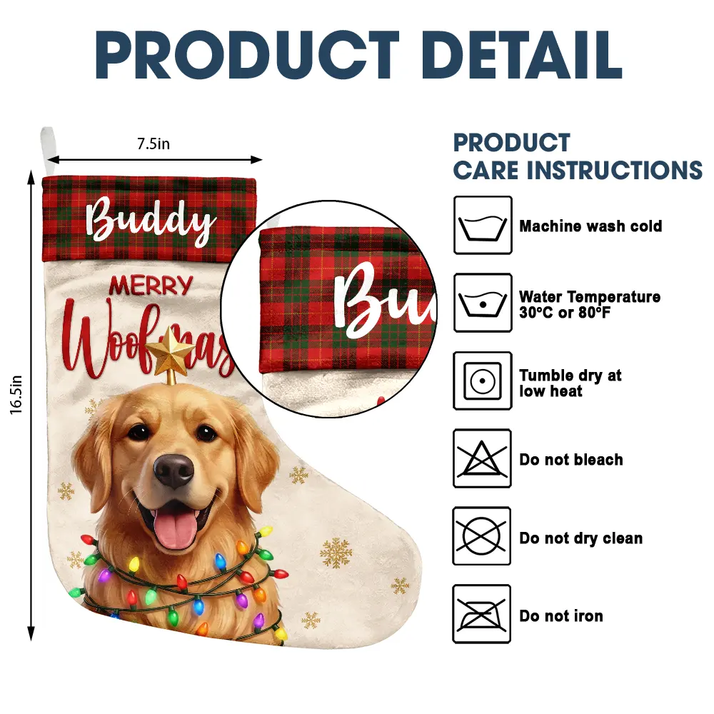 Christmas Gift For Pet Lovers Family - Personalized Custom Photo Snowflake Dog Cat Photo Fireplace Decoration Christmas Stocking