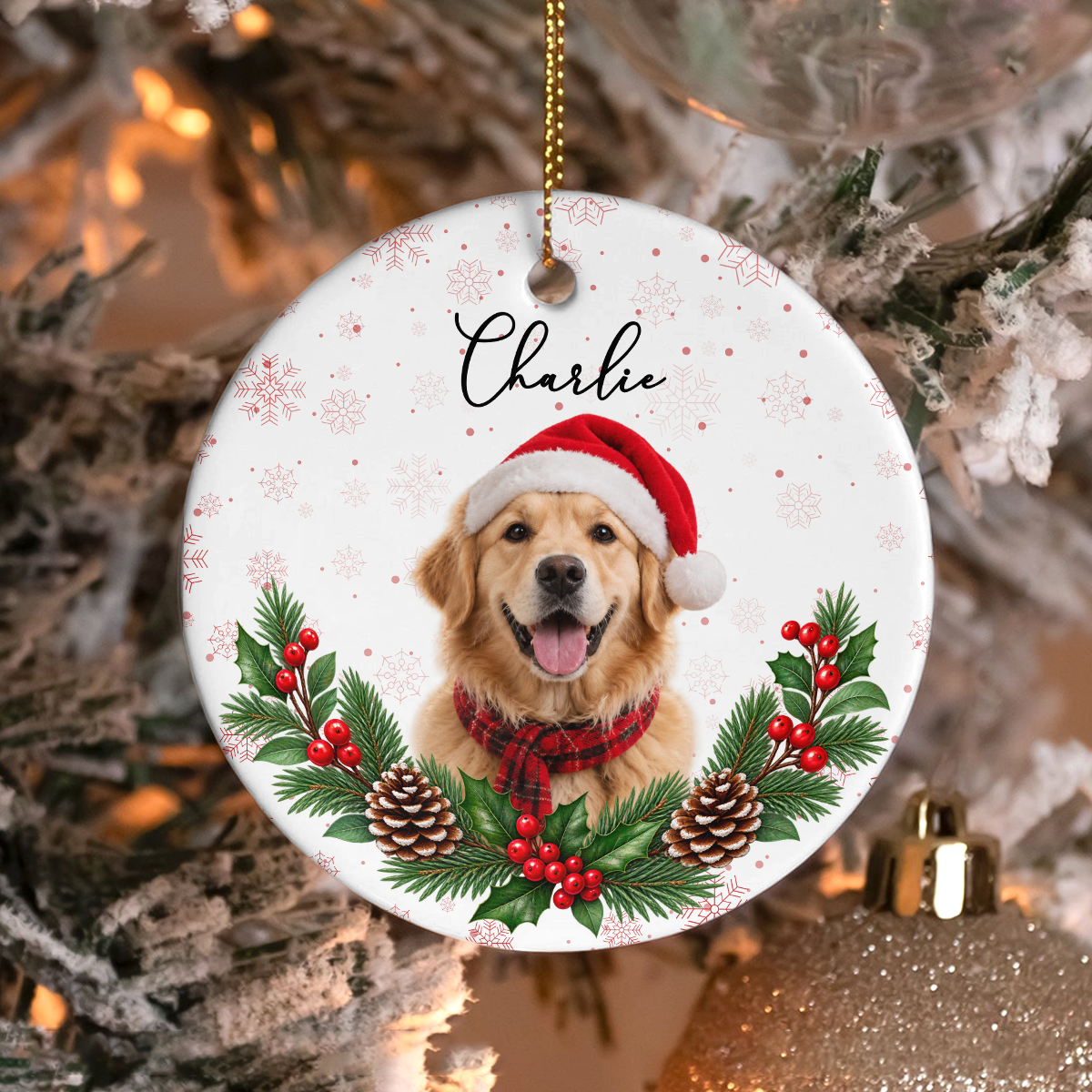 Personalized Pet Christmas Ceramic Ornament - Custom Dog Cat Xmas Keepsake Gift TH10 171299