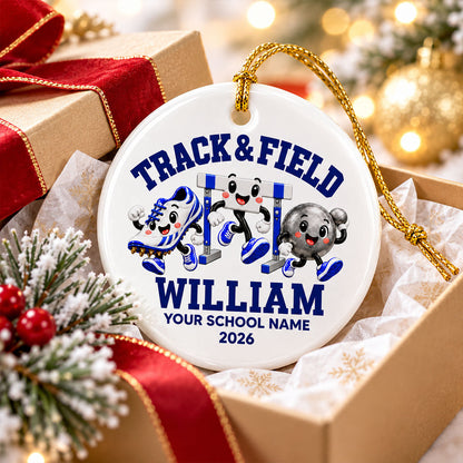 Cute Track & Field Sports - Personalized Ceramic Ornament - Christmas Gift For Track & Field Athletes, Son, Daughter, Grandson, Granddaughter