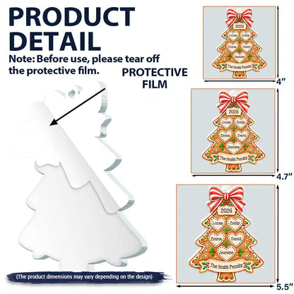 Christmas Gift For Family - Personalized Gingerbread Tree Names Acrylic Ornament