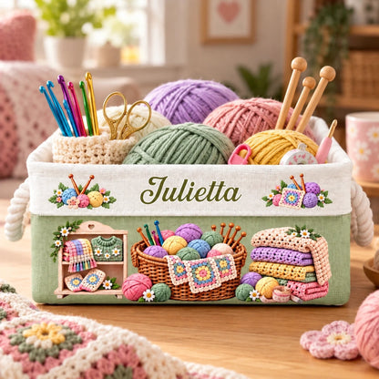 Custom Knitting Crochet Gifts For Crocheters, Crafters, Women - Personalized Storage Basket