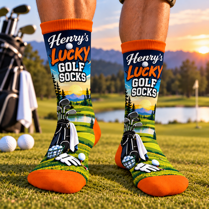 Personalized Lucky Golf Socks, Custom Name Golf Socks Gift for Golfers & Golf Lovers CH07 180850