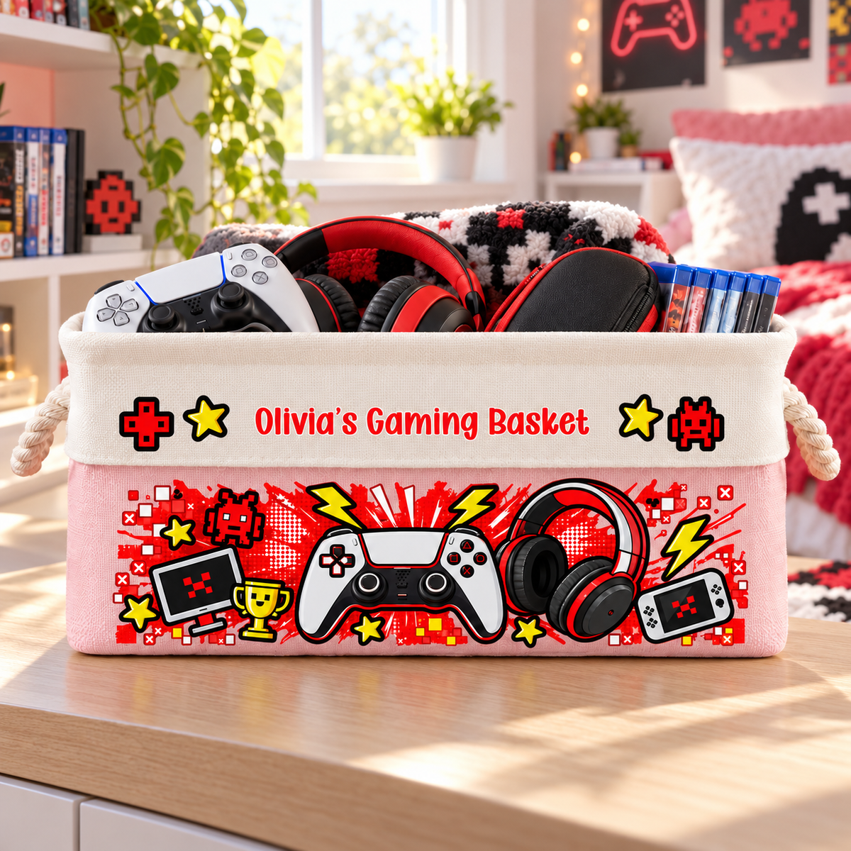 Gaming Gear Belongs Right Here - Personalized Storage Basket