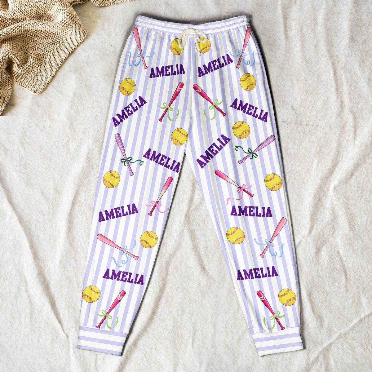 Custom Name Gift For Softball Lovers, Softbal Player, Softball Girls - Personalized Lounge Pants