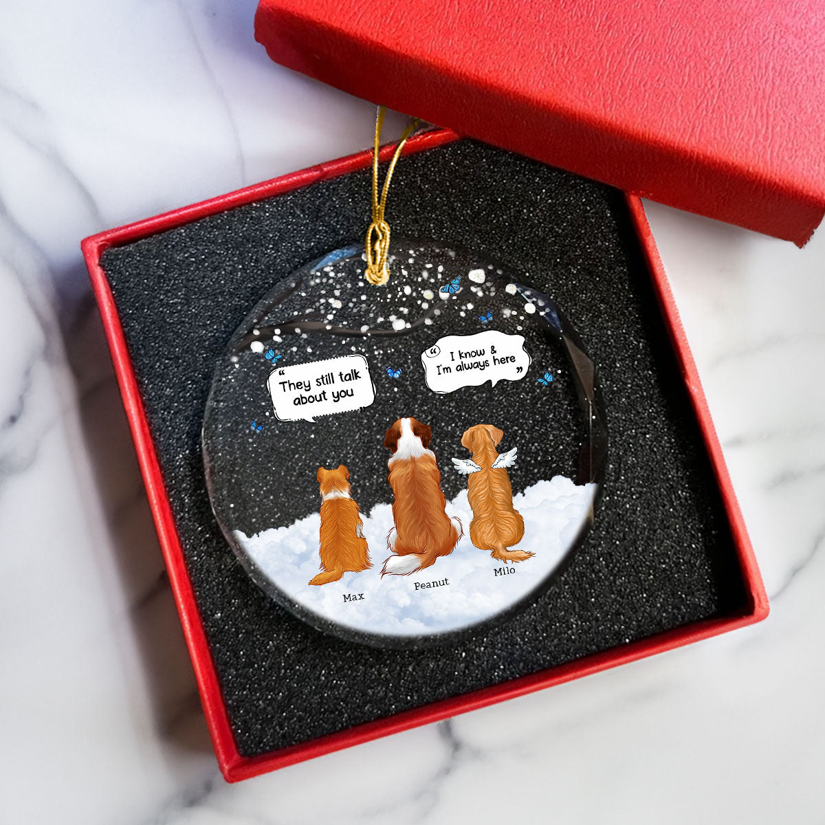 Pet Dog Cat Memorial Keepsake Sympathy Gift Personalized Glass Ornament