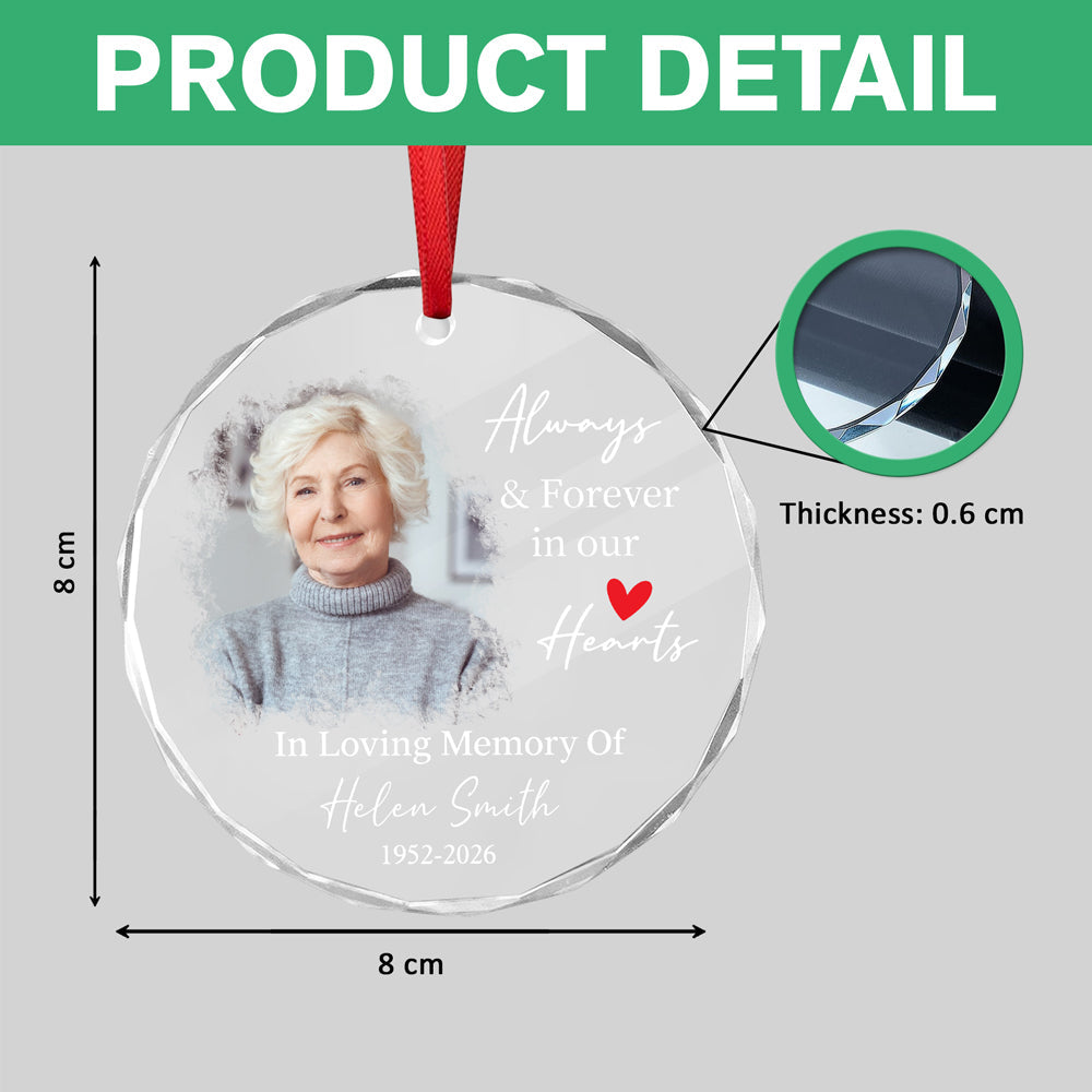 Custom Photo In Loving Memory Keepsake Memorial Glass Ornament HO82 903900