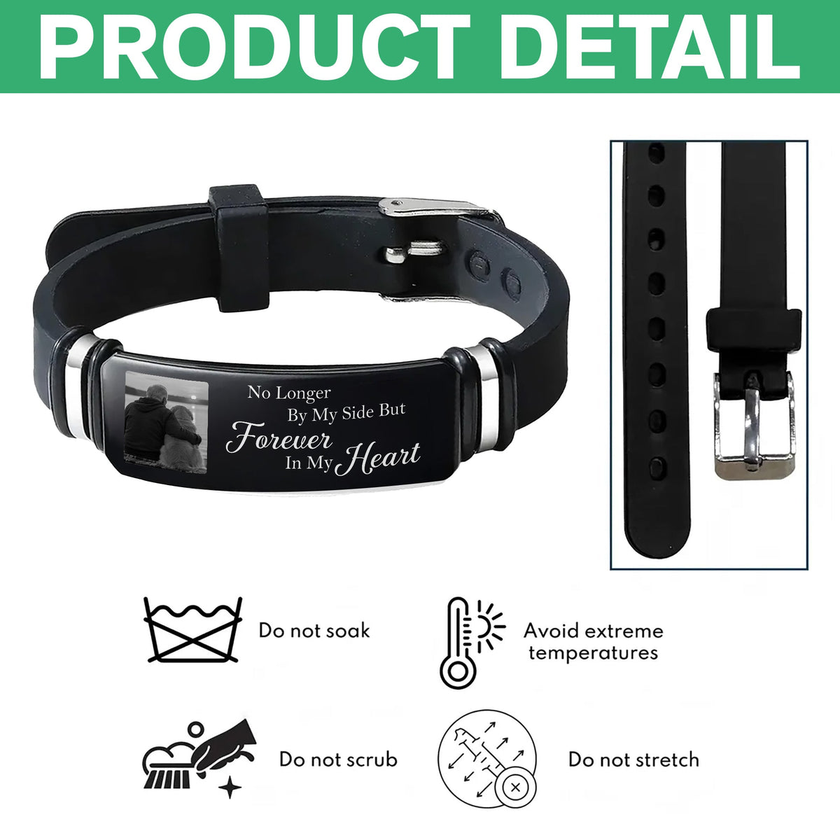 Custom Photo And Name Memorial Wristband Bracelet In Loving Memory Gift LM32 669625