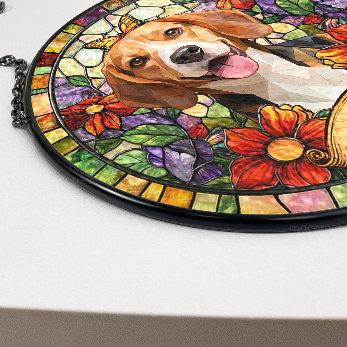 Personalized Pet Portrait Stained Glass Suncatcher – Custom Photo Window Hanging, Unique Keepsake Gift for Pet Lovers