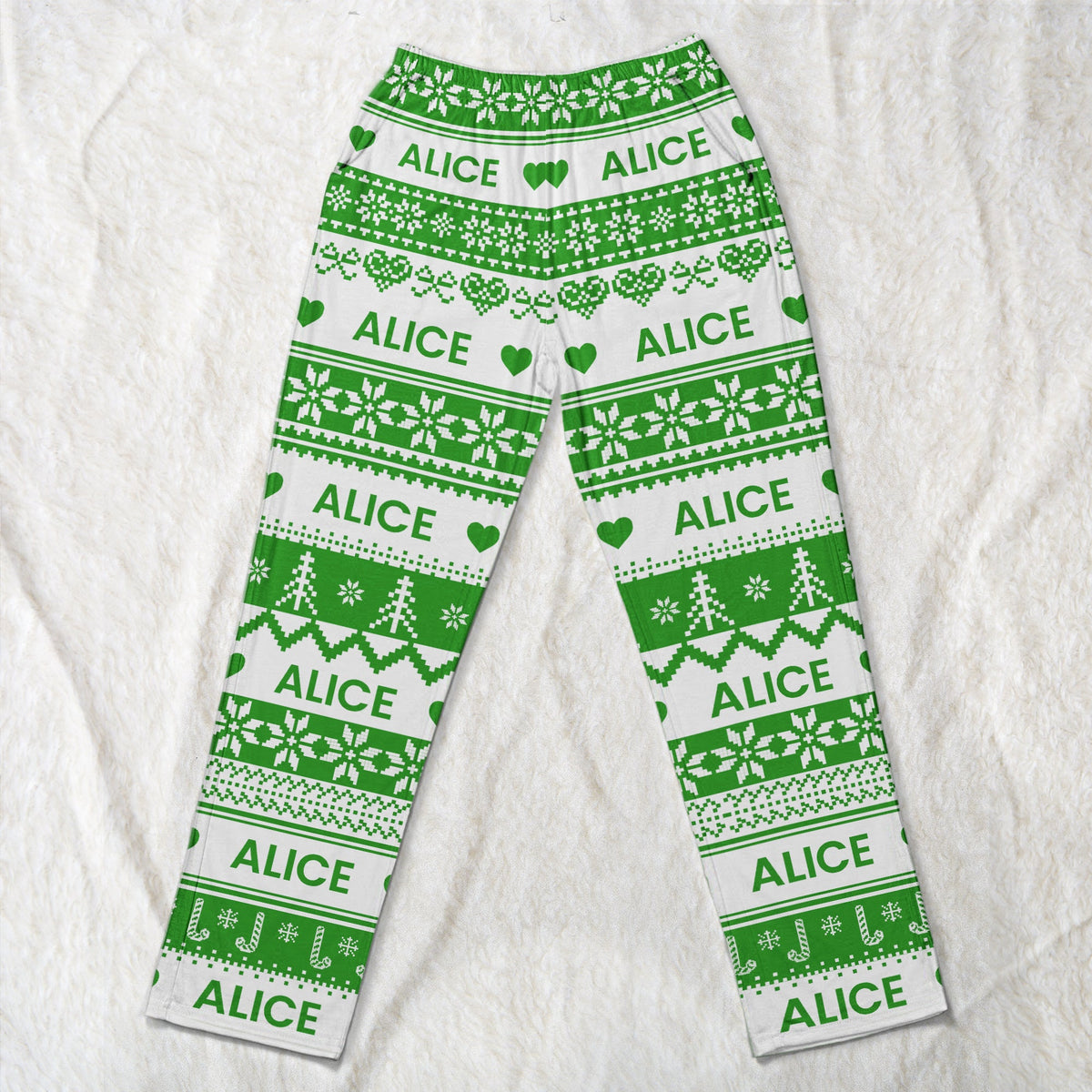 Xmas Gift, Custom Name, Fair Isle Knit Pattern - Personalized Lounge Pants