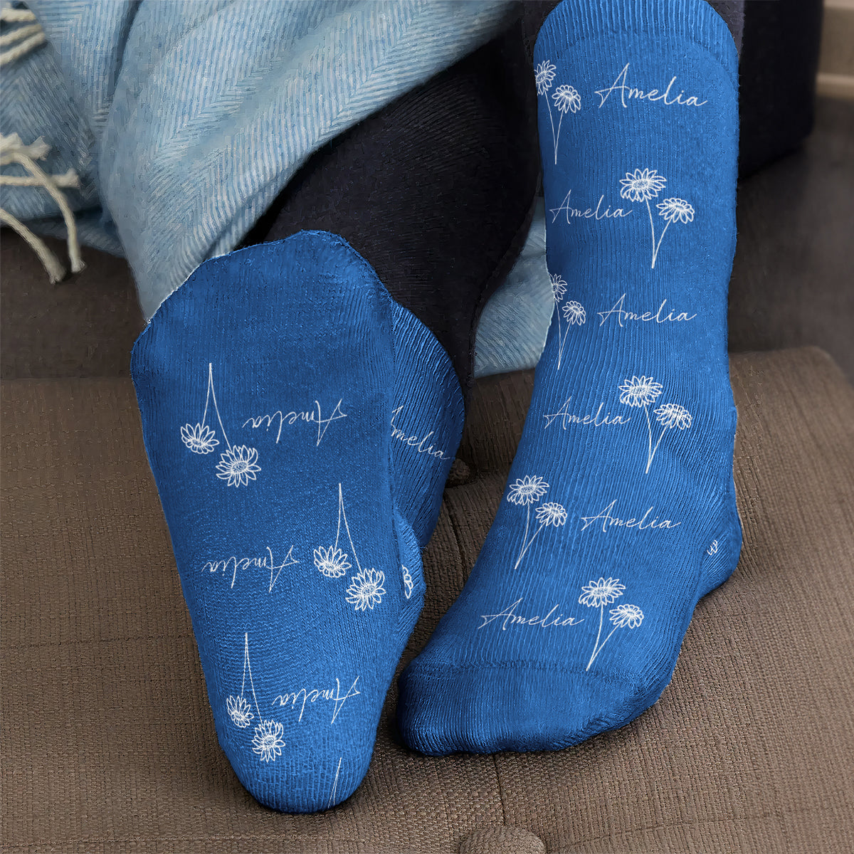 Custom Name & Birth Flower Gift For Girl, Kids - Personalized Socks