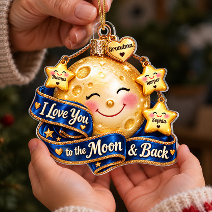 Grandma Grandkids Moon & Stars 2D Flat - Personalized Acrylic Ornament - Christmas Gift For Grandma