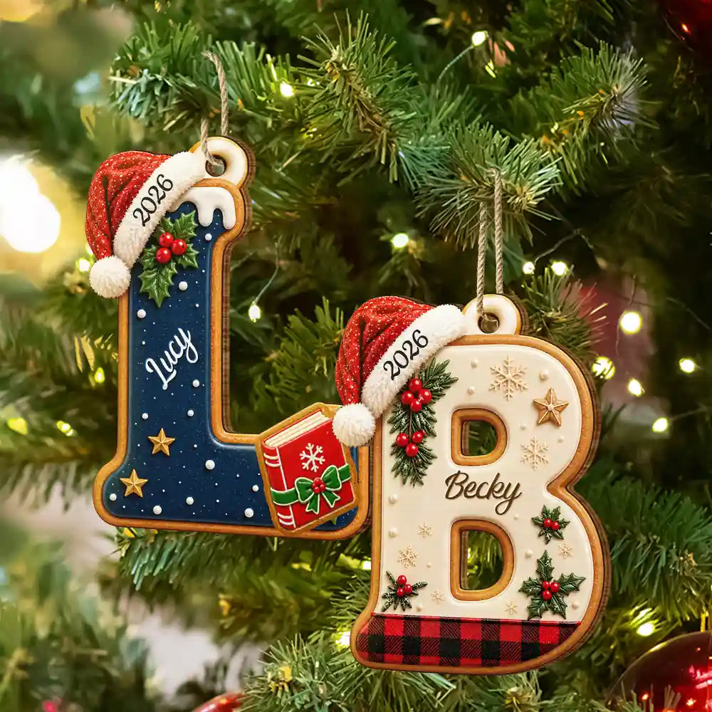 Christmas Initial Letter With Sport And Interest Gift For Kids - Personalized Custom Shaped Wooden Ornament
