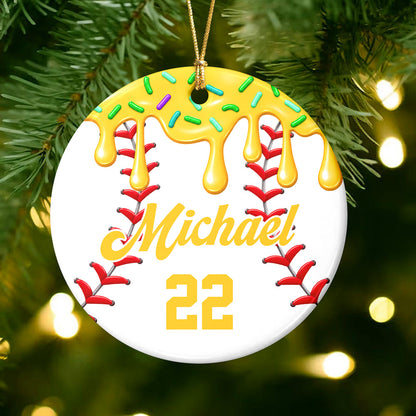 Custom Baseball Ice Cream Christmas Ceramic Ornament, Unique Sports Gift for Baseball Lovers, Kids and Team TH10 171219