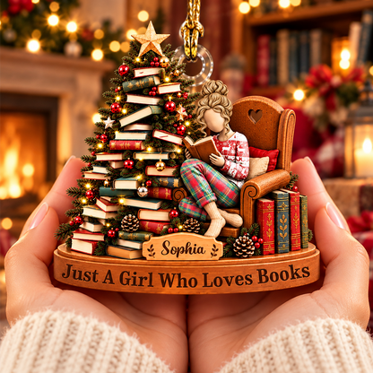 Just A Girl Who Loves Books - Personalized Christmas Ornament For Reading Lovers NA04