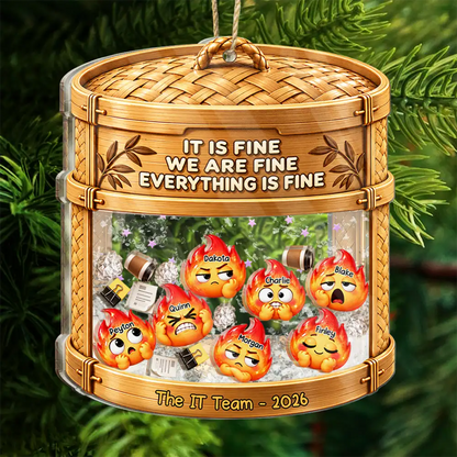 Everything Is Fine Squishy Dumpster Fire - Personalized 3-Layered Acrylic Shaker Ornament