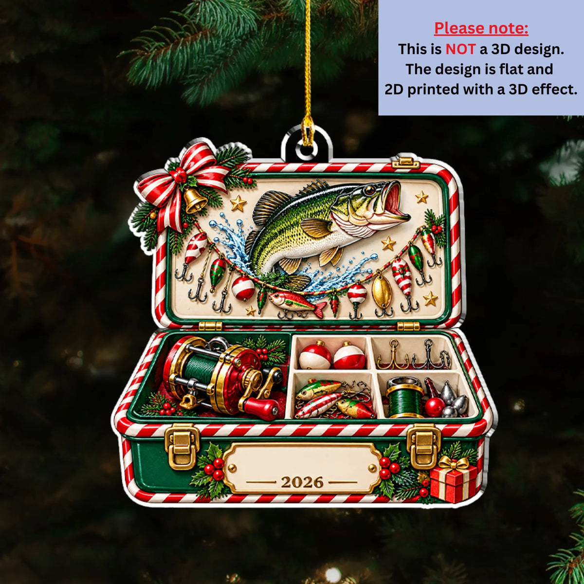Fishing Tackle Box - Personalized 3D Effect Acrylic Ornament