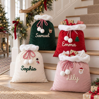 Personalized Custom Name Christmas Velvet Sacks For Kid TH10 171433