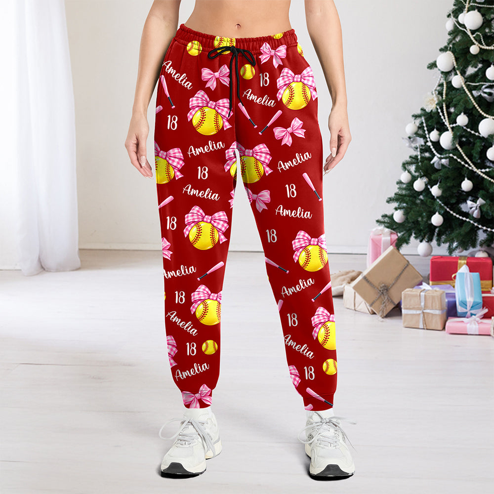 Personalized Coquette Bow Softball Sweatpants Gift For Her HA75 919482