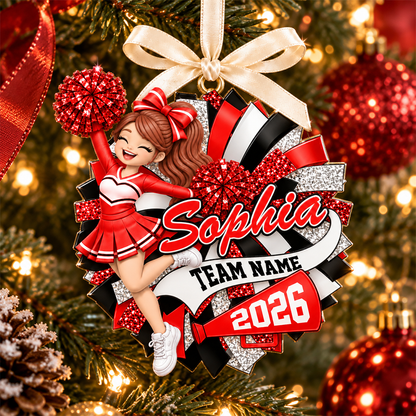 Custom Cheerleader 2D Flat Ornament Cheerleading Christmas, Cheer Team Senior Night Gift L0411