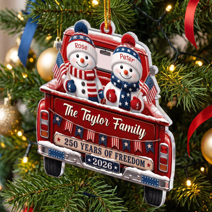 America 250th Anniversary Christmas Gifts For Mom, Dad, Family - Personalized Ornament