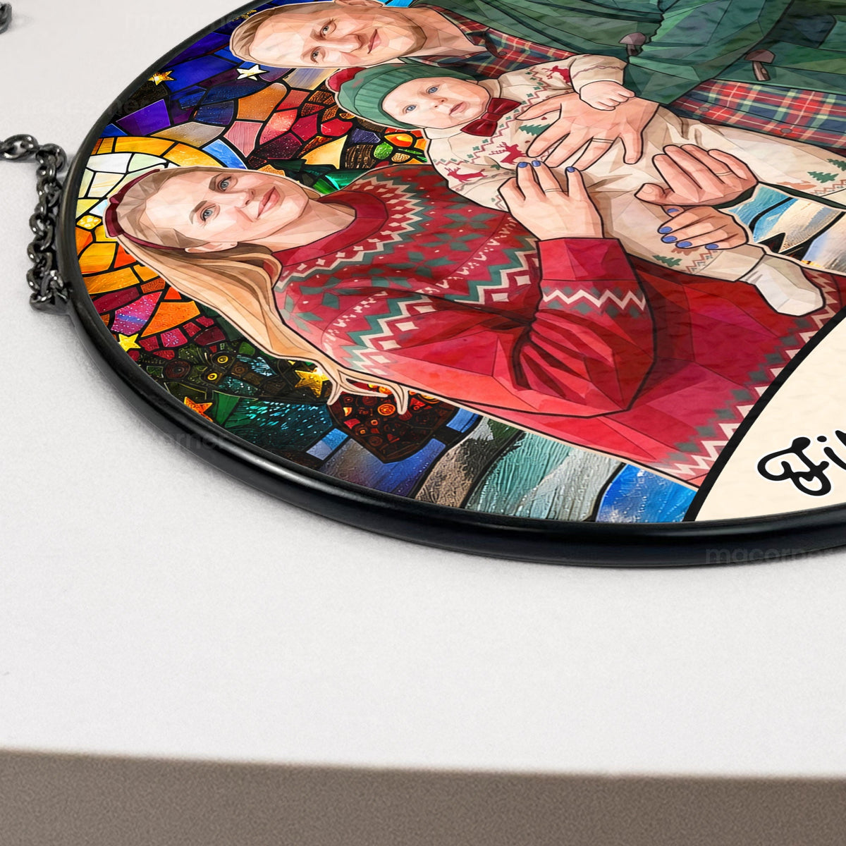 Personalized Photo Stained Glass Suncatcher – Custom Christmas Window Hanging, Unique Keepsake Gift for Couple, Family & Friends