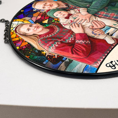 Personalized Photo Stained Glass Suncatcher – Custom Christmas Window Hanging, Unique Keepsake Gift for Couple, Family & Friends