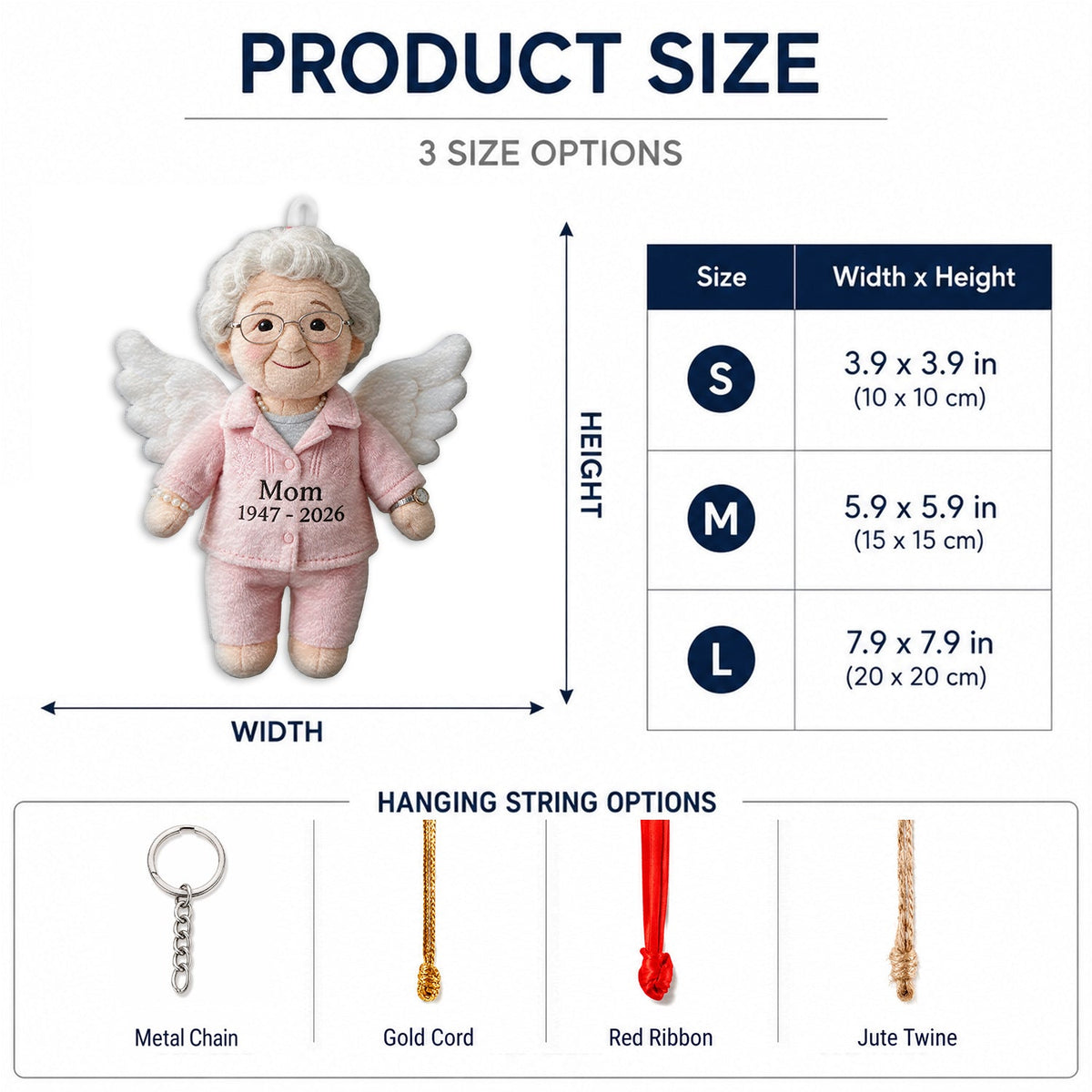 Personalized Angel Latina Grandma Memorial Plush Ornament - I'm Always With You Remembrance Christmas Keepsake Gift