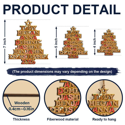Family Gift - Personalized Gingerbread Name Style Wooden Ornament