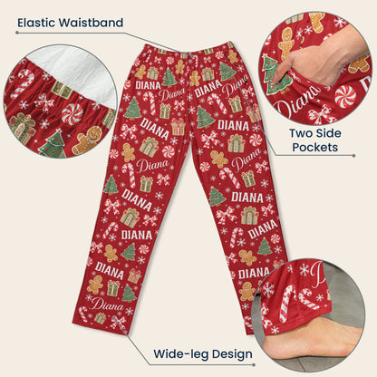 Custom Name Christmas Pattern For Family Members, Siblings, Friends - Personalized Lounge Pants
