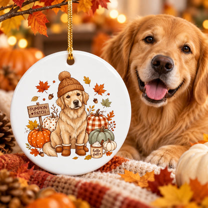 Custom Dog Photo Pumpkin Patch - Personalized Ceramic Ornament - Fall Gift for Dog Moms, Cat Moms, Pet Lovers