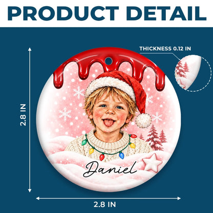 Custom Photo Christmas Gifts for Kids - Personalized Ceramic Ornament