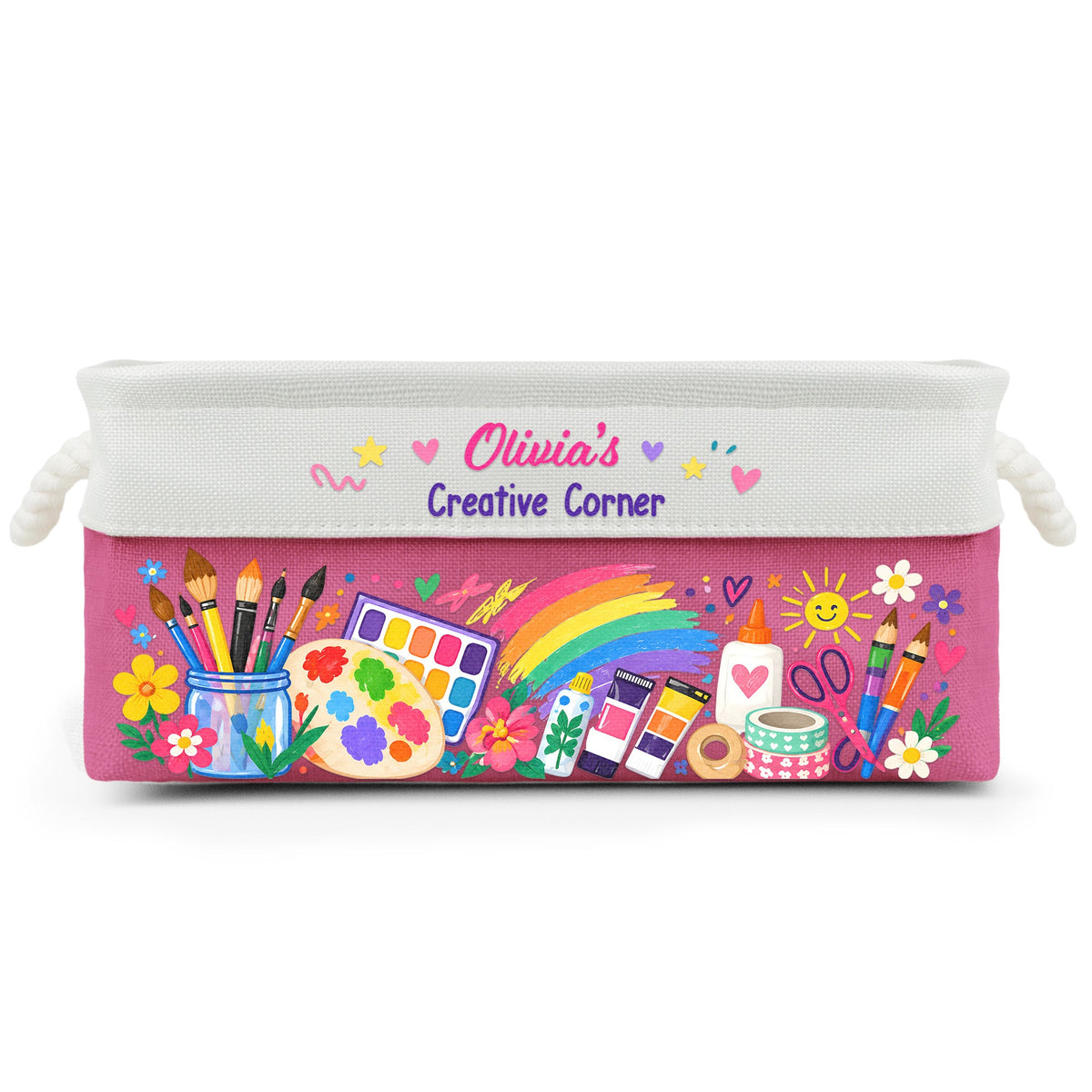 Art Supply Basket For Painting Lover Kids, Grandkids - Personalized Storage Basket