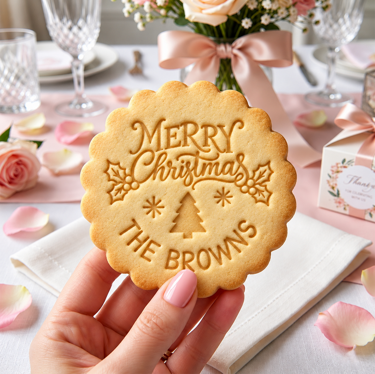 Personalized Family Name Merry Christmas Cookie Stamp, Holiday Baker Gift HO82 904112