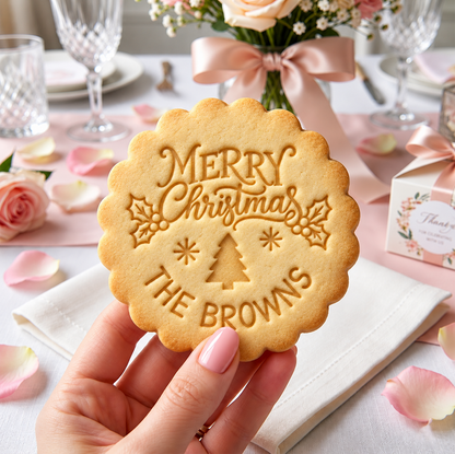 Personalized Family Name Merry Christmas Cookie Stamp, Holiday Baker Gift HO82 904112