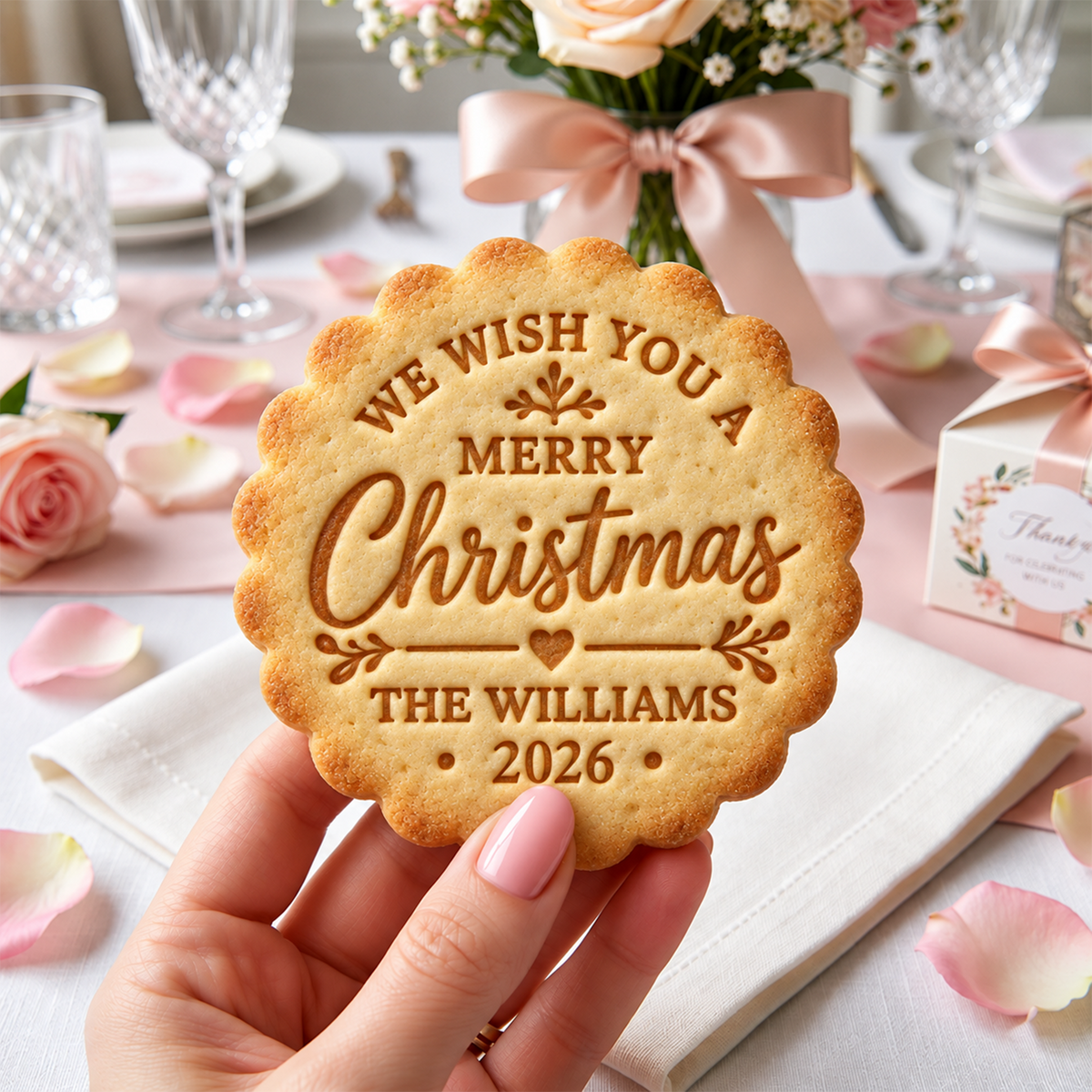 Personalized Family Name We Wish You A Merry Christmas Cookie Stamp, Holiday Baker Gift HO82 904126
