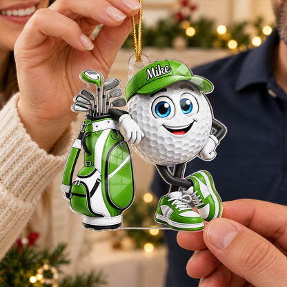 Golf Is My Happy Place - Personalized Acrylic Ornament - Christmas Gift for Husband, Son, Dad, Grandpa