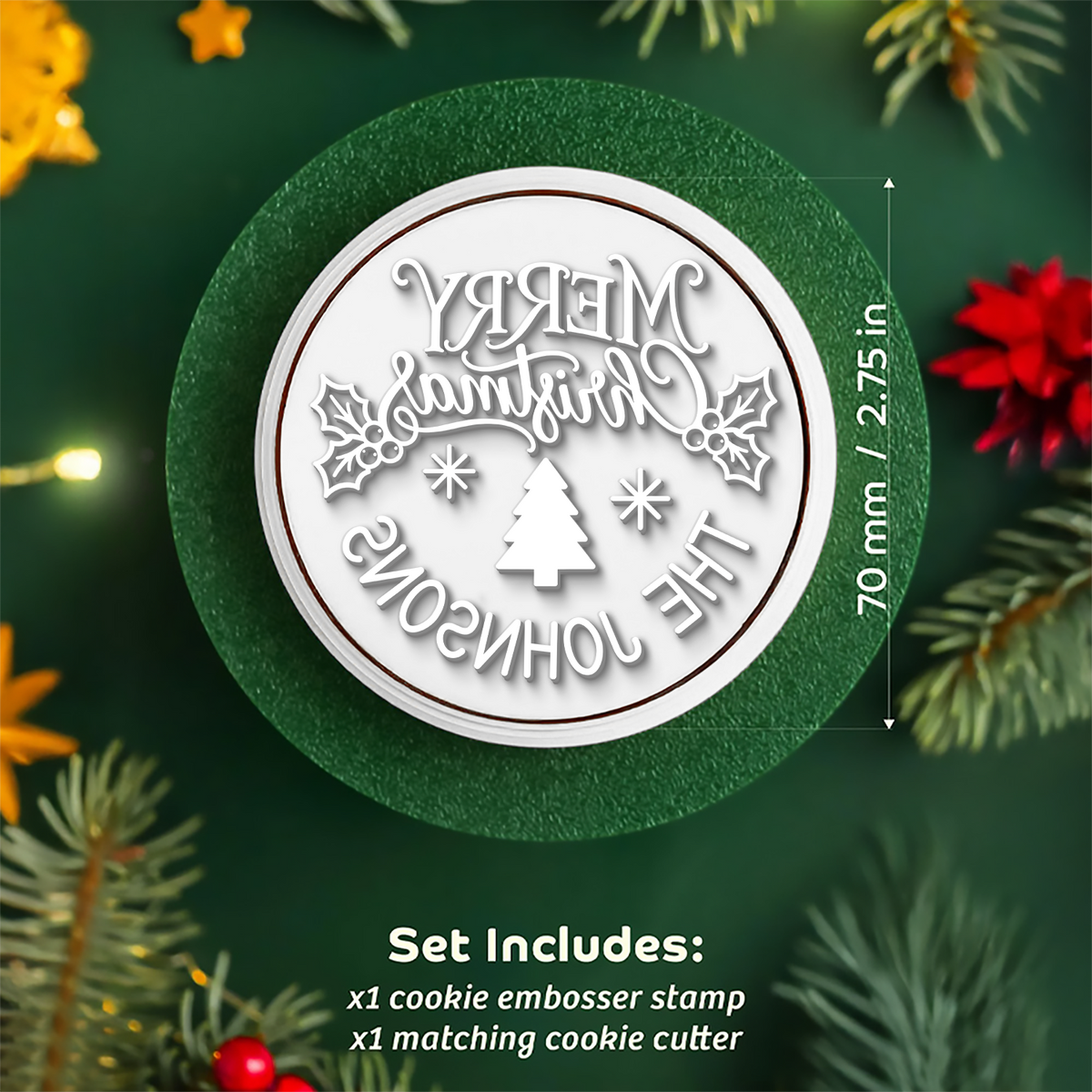 Personalized Family Name Merry Christmas Cookie Stamp, Holiday Baker Gift HO82 904112