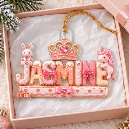 Custom Princess Unicorn Name - Personalized Acrylic Ornament - Christmas Gift for Daughter, Granddaughter, Niece