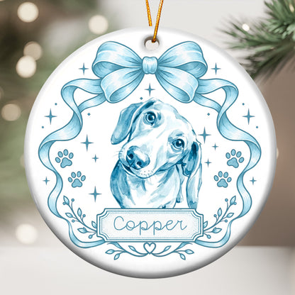Pet Portrait Watercolor Preppy Coquette Aesthetic - Personalized Ornament