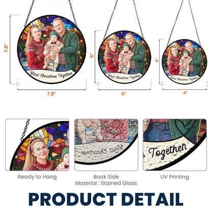 Personalized Photo Stained Glass Suncatcher – Custom Christmas Window Hanging, Unique Keepsake Gift for Couple, Family & Friends
