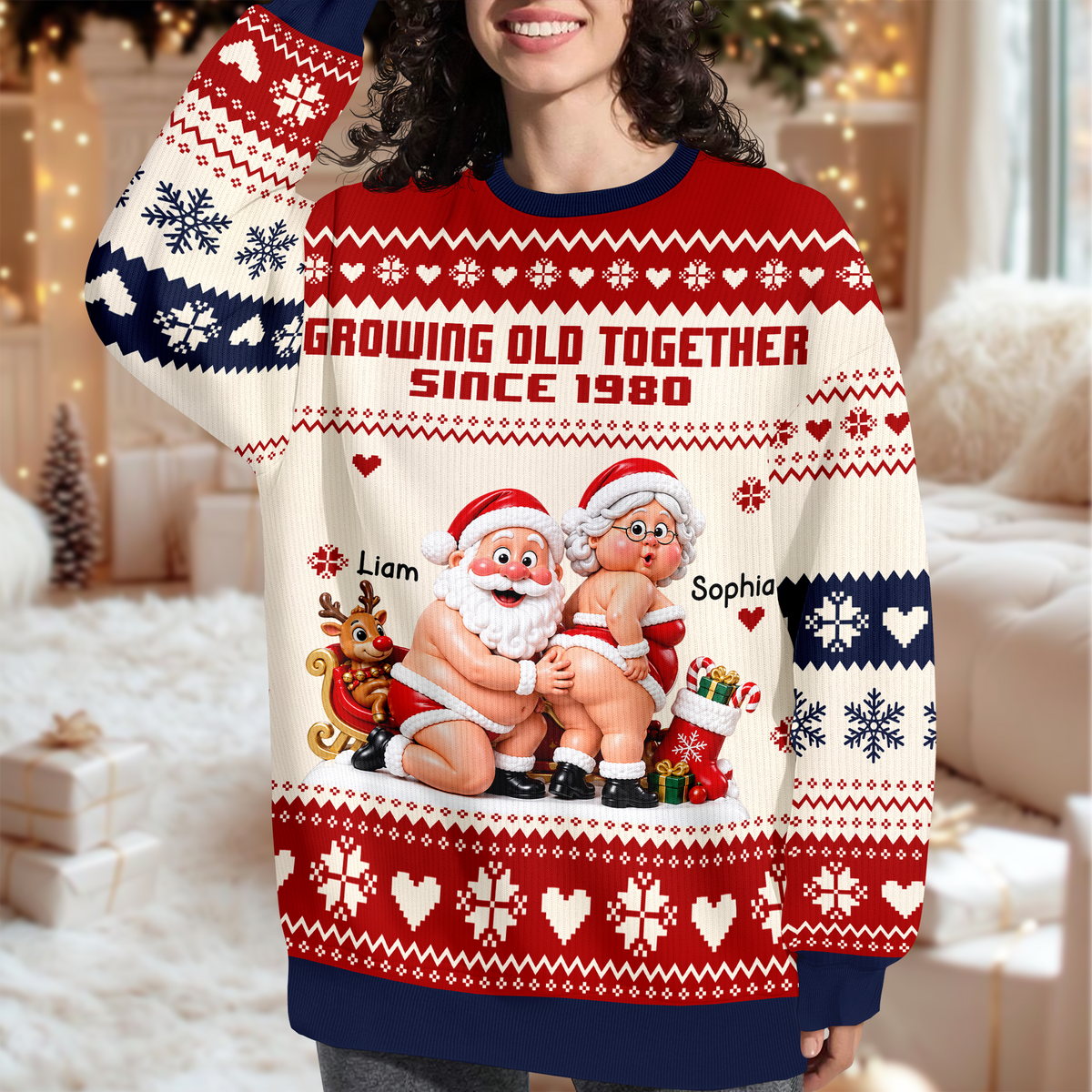 Personalized Growing Old Together Couple Ugly Sweater Christmas Couple Gift HA75 919528