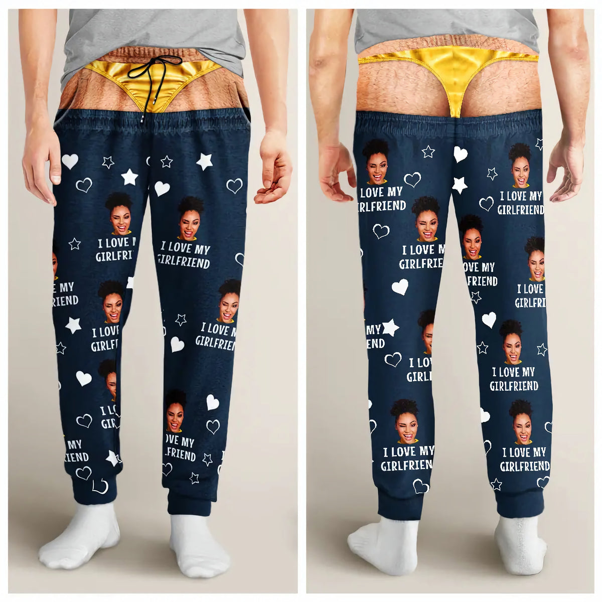 Custom Photo I Love My Wife Funny Underwear Gift For Husband - Personalized Pajama Pants