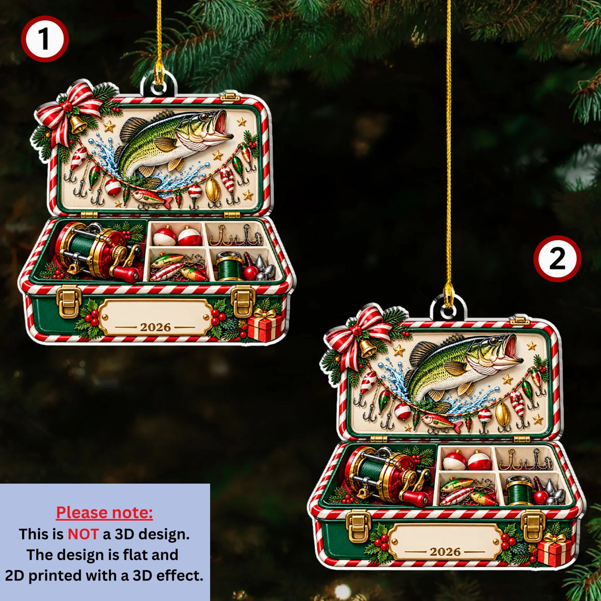 Fishing Tackle Box - Personalized 3D Effect Acrylic Ornament