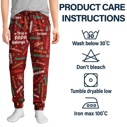 Christmas Gift For Grandpa Papa - Personalized Grandkids Name Pajama Pants