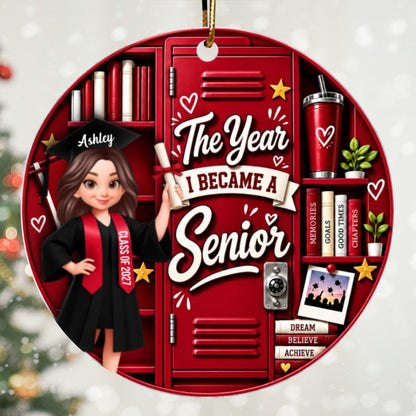 The Year I Became A Senior Locker - Personalized Acrylic Ornament - Graduation Gift For High School Senior, Daughter, Son, Grandkids