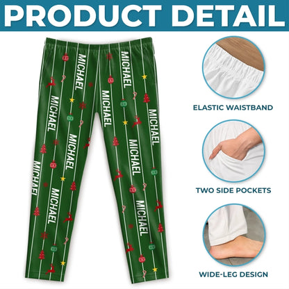 Custom Name Striped Christmas Pajama Gifts for Families - Personalized Pajamas Pants