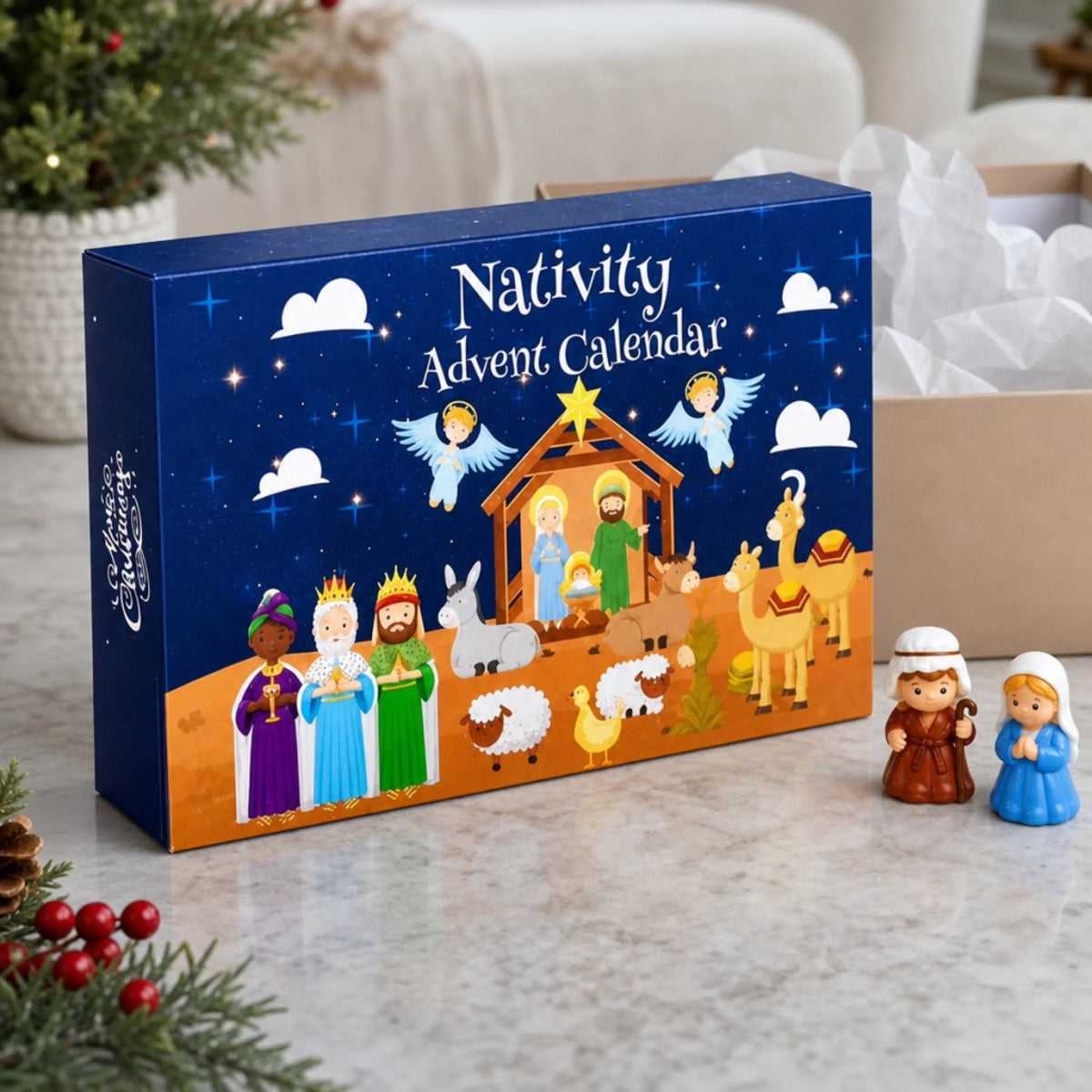 Christmas Nativity Advent Calendar - 24-Day Countdown Gift for Kids