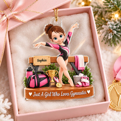 Just a Girl Who Loves Gymnastic - Personalized Acrylic Ornament - Christmas Gift for Daughter, Granddaughter, Niece