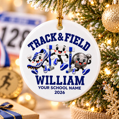Cute Track & Field Sports - Personalized Ceramic Ornament - Christmas Gift For Track & Field Athletes, Son, Daughter, Grandson, Granddaughter