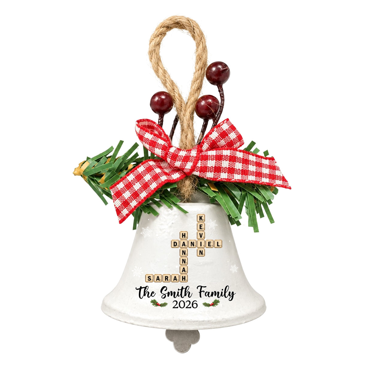 Family Word Puzzle Bell - Personalized Metal Bell Ornament